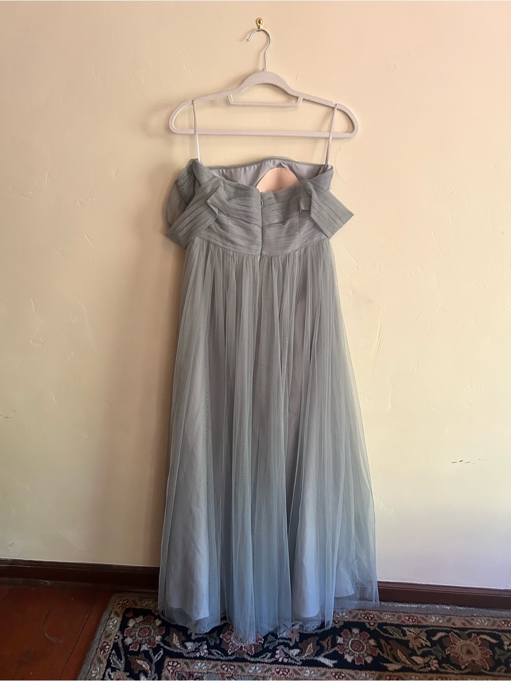 Wtoo by Watters Off-Shoulder Light Gray Tulle Evening Dress - Picture 4 of 4